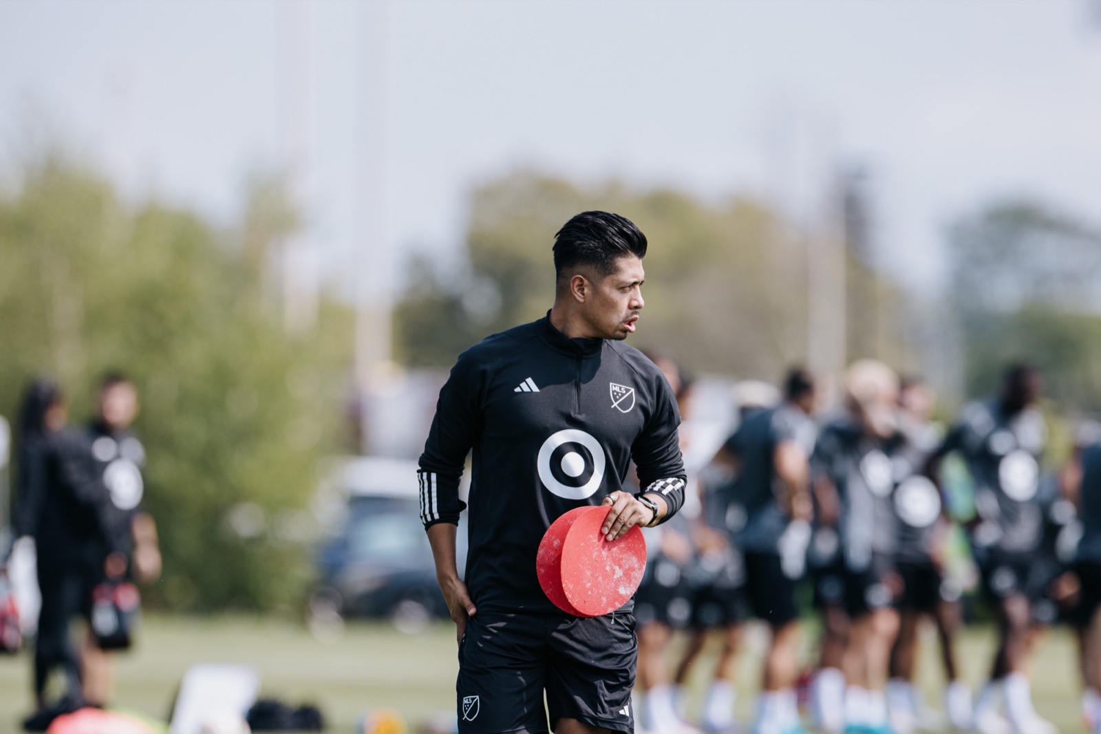 Luis coaching during professional soccer training