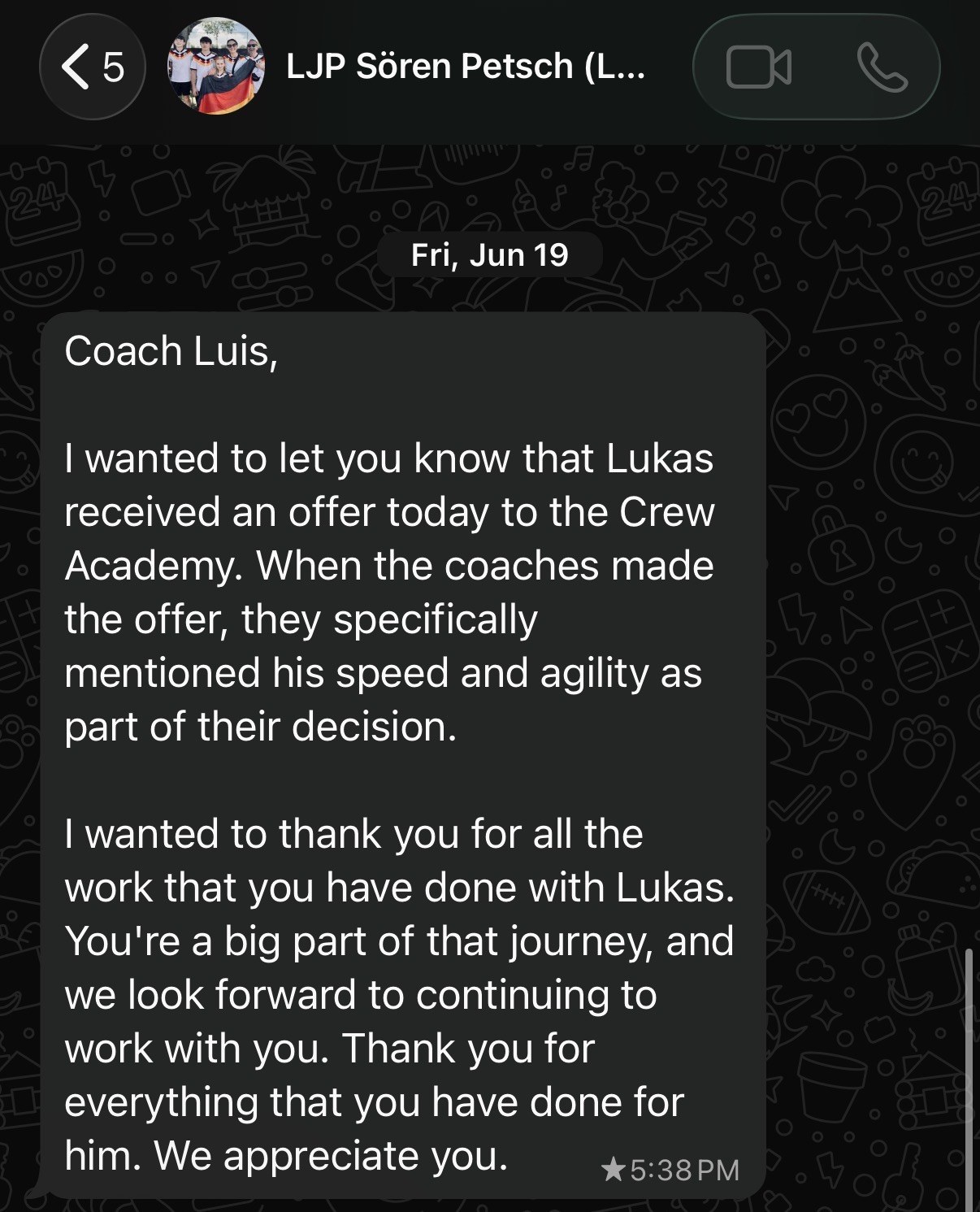Photo from Lukas Petsch Signs With the Columbus Crew Academy